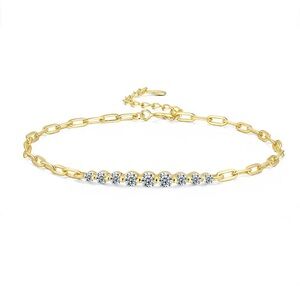 Gold Chain Bracelet with Clear Crystal Bar